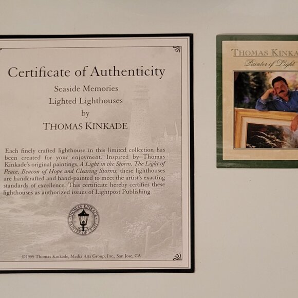 Thomas Kinkade A Light In The Storm, Seaside Memories Lighted Lighthouse 1999 - Picture 11 of 12